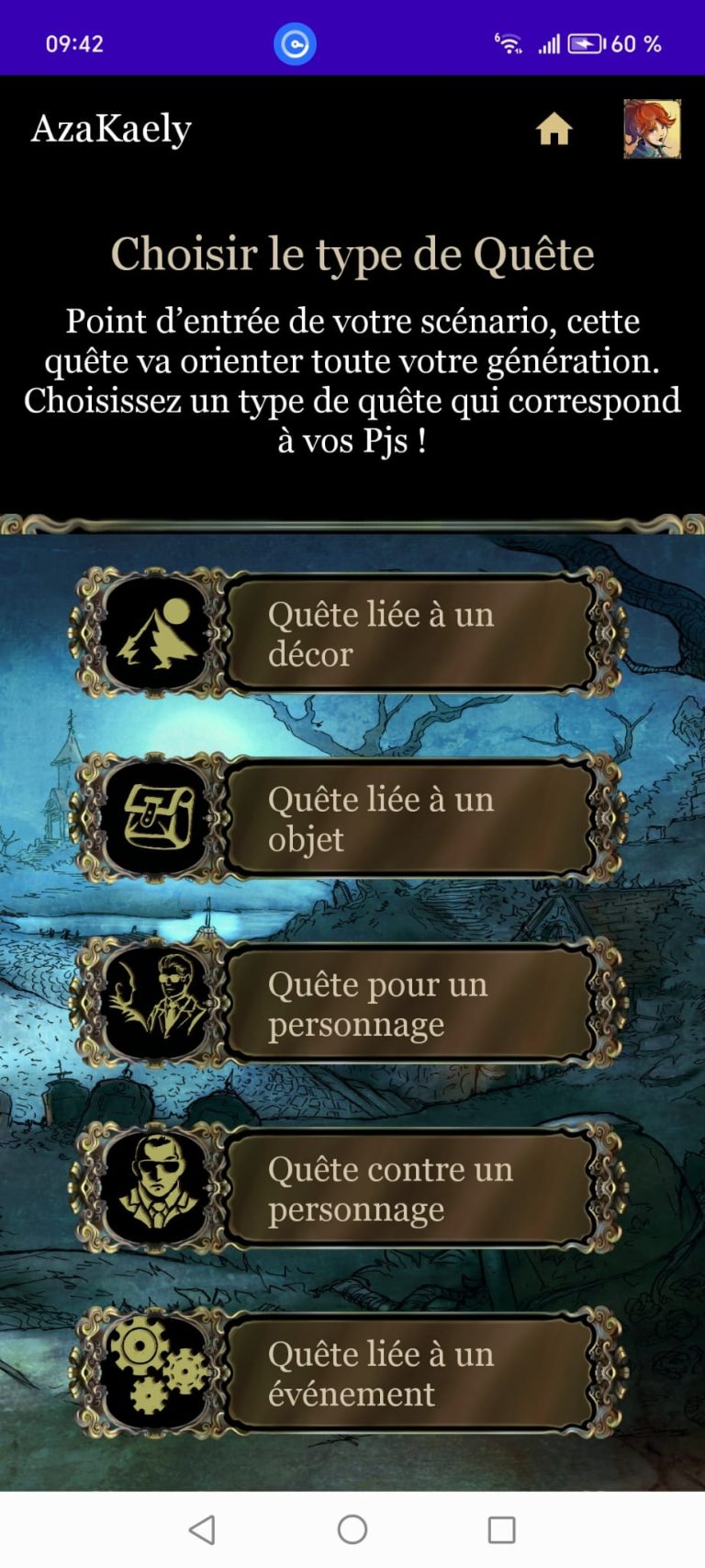 Azakaely choix quête contemporain